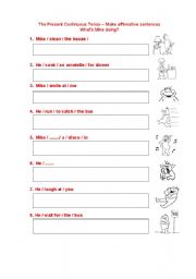 English Worksheet: present continuous