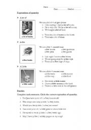 English worksheet: quantity