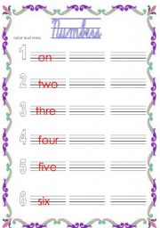 English Worksheet: NUMBERS 1 -12