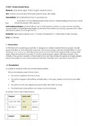 English Worksheet: simple prsent lesson plan