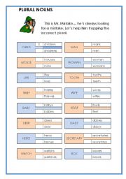 English Worksheet: PLURAL NOUNS