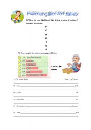 English Worksheet: Expressing likes and dislikes