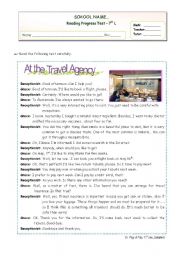 English Worksheet: At the travel agency - reading for Intermediate students