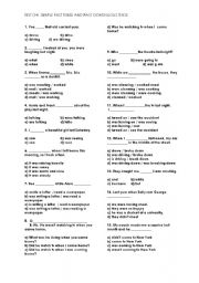 English Worksheet: Simple past tense and past continuous tense