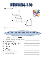 English Worksheet: Numbers 1 to 10