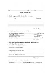 English worksheet: written test