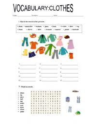 English Worksheet: CLOTHES