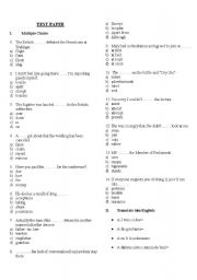 English Worksheet: multiple choise