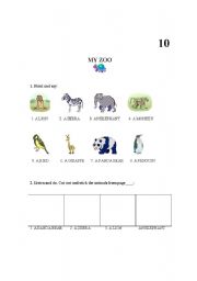 English worksheet: my zoo