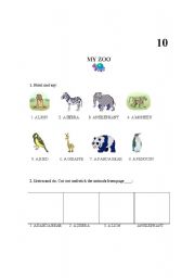 English Worksheet: my zoo