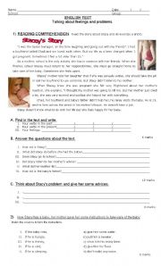 English Worksheet: Stacys problem