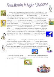 English Worksheet: Snoopys Daily Routine