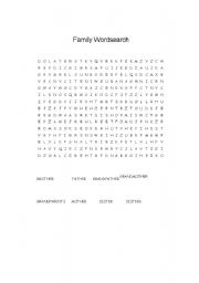 English Worksheet: family wordsearch