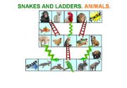 English Worksheet: Snakes and Ladders. Animals.