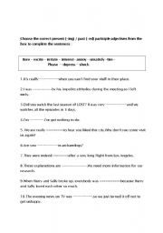 English Worksheet: present and past participle adjectives
