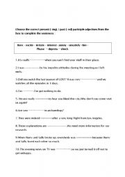 English worksheet: present and past participle adjectives