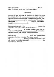 English worksheet: The Penguin - a cloze