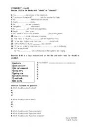 English Worksheet: should