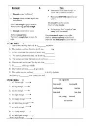 English Worksheet: enough too