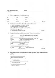 English Worksheet: revision test