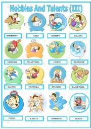 English Worksheet: Hobbies And Talents  ( III )