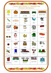 English Worksheet: Thanksgiving picture dictionary to Jason and Jennys Lesson plan