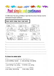 English Worksheet: Past simple -Past continuous