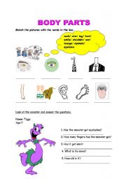 English worksheet: BODY PARTS