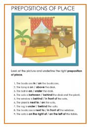 English Worksheet: PREPOSITIONS OF PLACE