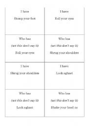 English Worksheet: I have who has Gesture