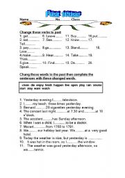 English Worksheet: Past tense