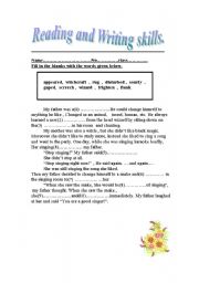 English worksheet: Reading and Writng  skill