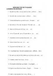 English Worksheet: AS ......AS / DIFFEENT ... FROM / 