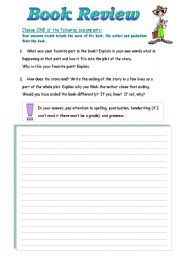 English Worksheet: Book Review