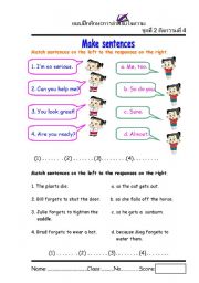 English Worksheet: make sentences