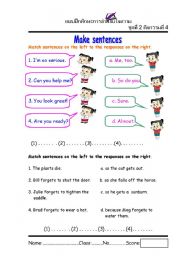 English worksheet: make sentences