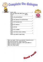 English Worksheet: Complete the dialogue