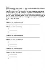 English worksheet: Daily routine