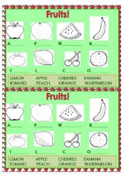 English Worksheet: Write and color fruits