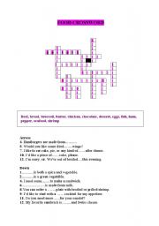 English Worksheet: FOOD - THE CROSSWORD