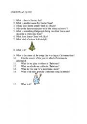 English worksheet: Christmas quiz