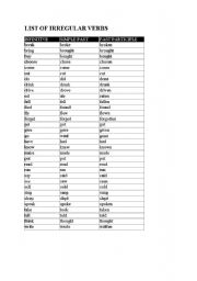 English worksheet: Irregular verbs