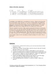 English Worksheet: The Heinz Dilemma - Ethics in the ESL classroom