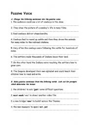 English Worksheet: Transform the sentences into Passsive Voice