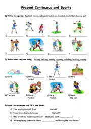 English Worksheet: Present Continuous and Sports