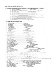 English Worksheet: INFINITIVES AND GERUNDS