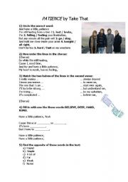 English Worksheet: Patience by Take That