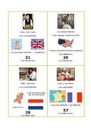 English Worksheet: COUNTRIES & NATIONALITIES ACTIVITY CARDS 1