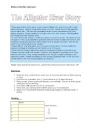 English Worksheet: The Alligator River Story - Ethics in the ESL classroom