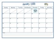 English worksheet: January 2009 calendar